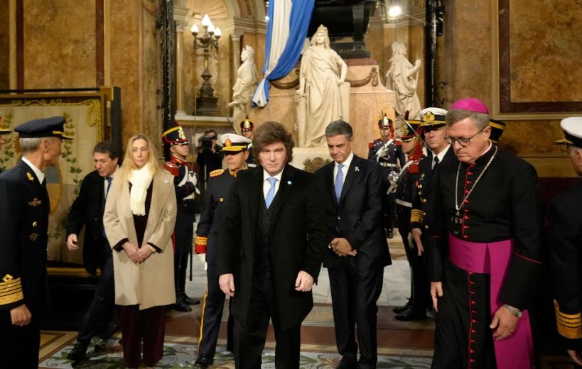 Javier Milei durante el Tedeum. Foto: Gentileza Infobae. 