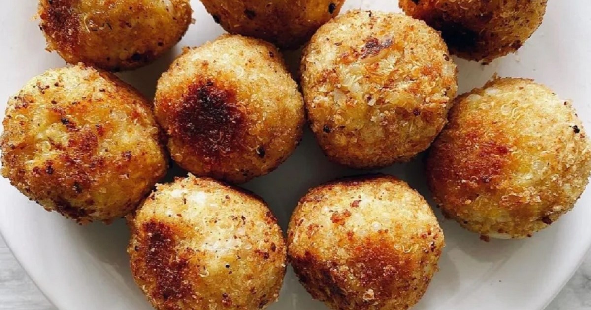 Receta simple de bombas de papa y batata para picoteo
