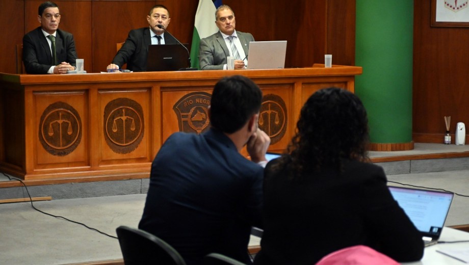 El tribunal está presidido por Marcelo Chironi mientras que los fiscales son Juan Pedro Peralta y Yanina Estela Passarelli. Foto: Marcelo Ochoa.
