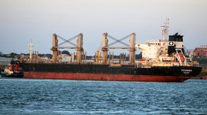 VMOS: el buque MV Athanasia llegó al puerto de San Antonio Oeste para comenzar la descarga de más de 700 tubos de acero