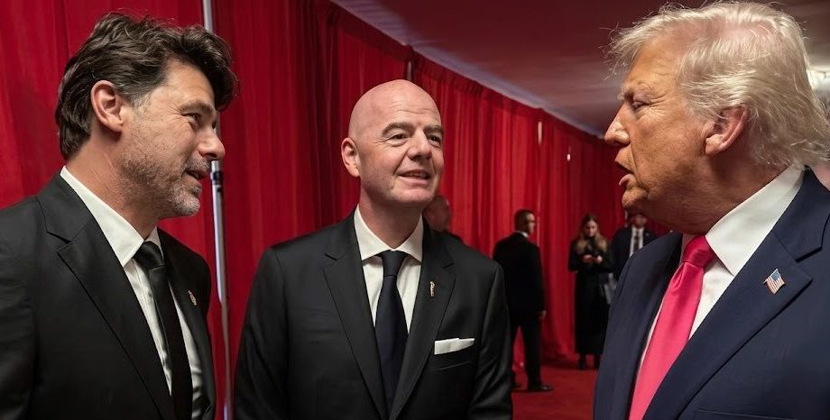 Mauricio Pochettino, Gianni Infantino y Donald Trump, reunidos en la previa del Mundial.