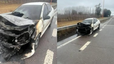 Susto en la Ruta 22: una conductora logró salir ilesa tras el incendio de su vehículo en Chichinales