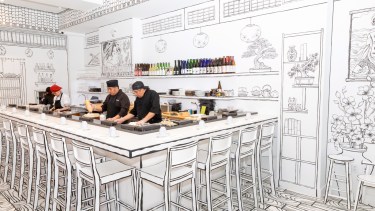 Un restaurante japonés en Nueva York se volvió viral por parecer un dibujo hecho a mano