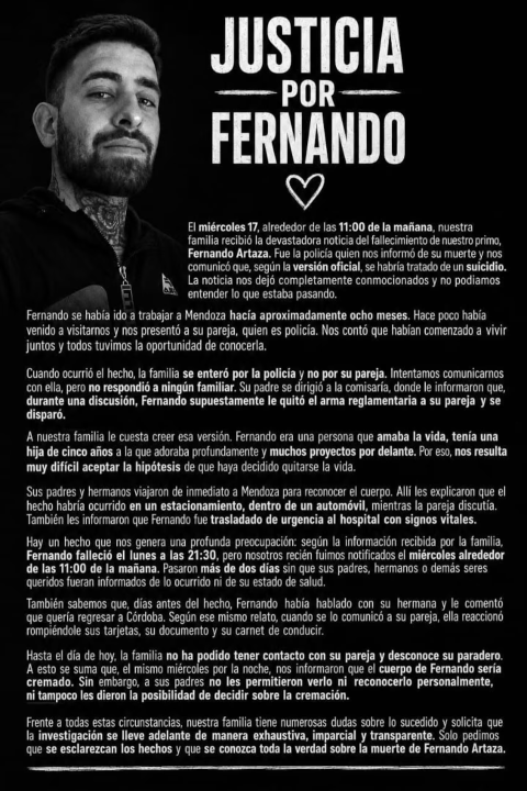 Murió de un disparo con el arma de su novia policía en Mendoza y su familia exige que se esclarezca lo ocurrido - Image 2