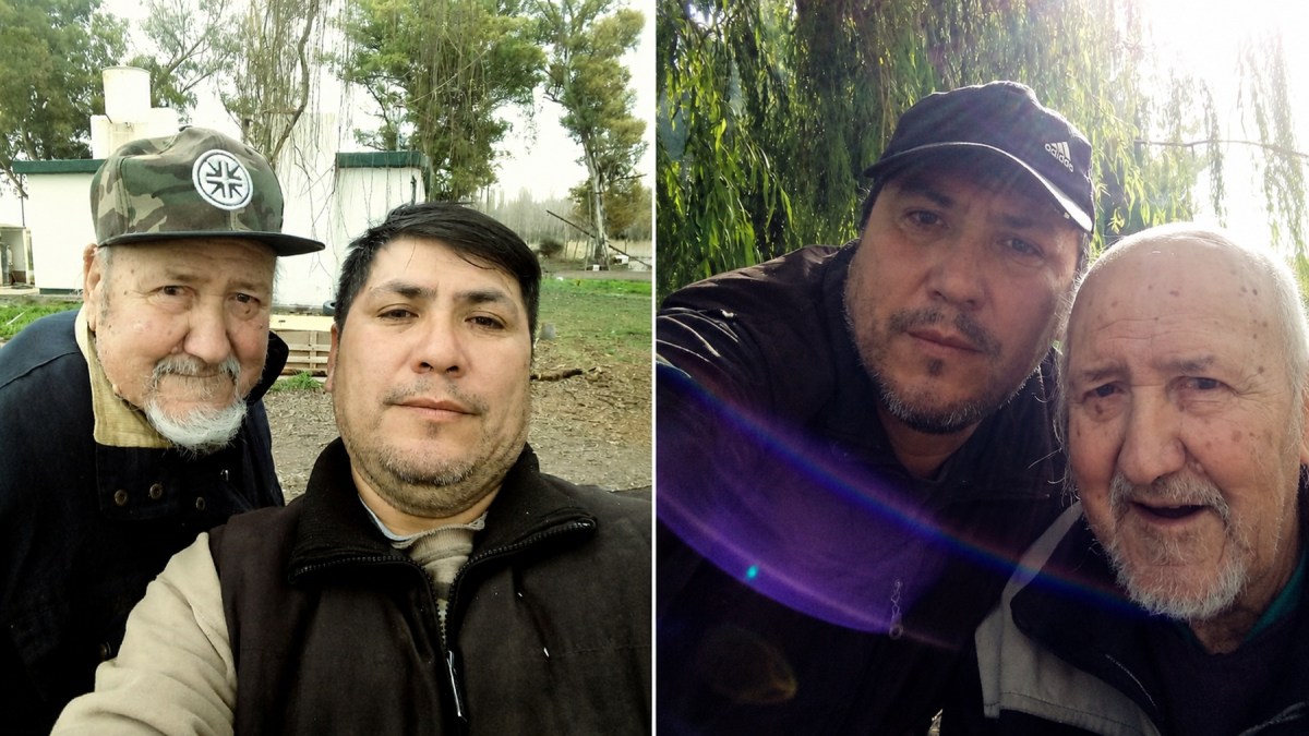 Fotos de Jorge Villagra junto a su padre, en Río Negro.
