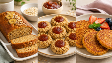 Tres desayunos y meriendas saludables sin harinas refinadas que se preparan en pocos minutos