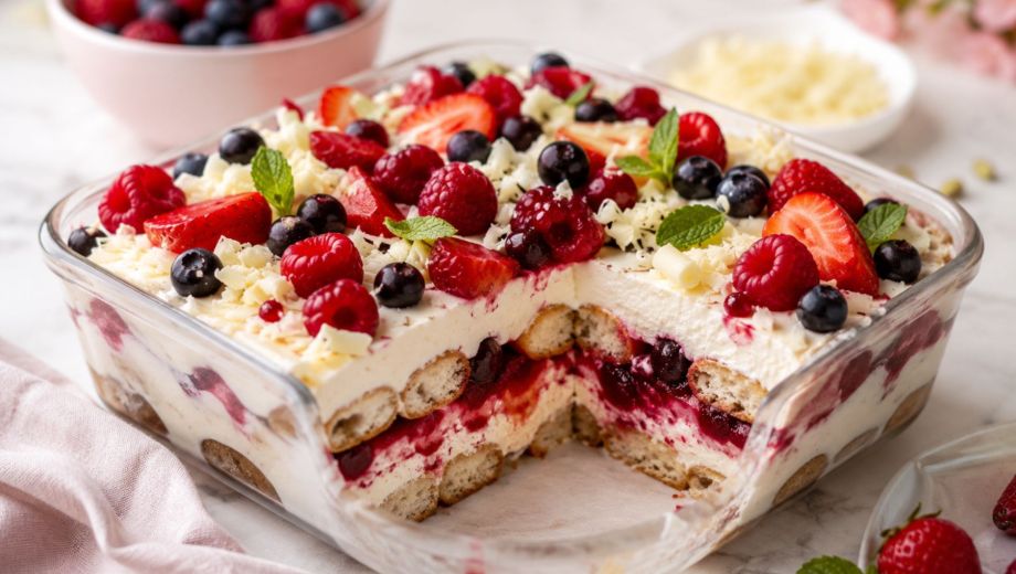 Así es este tiramisú que combina mascarpone, frutos rojos y chocolate blanco. Foto: ilustrativa.