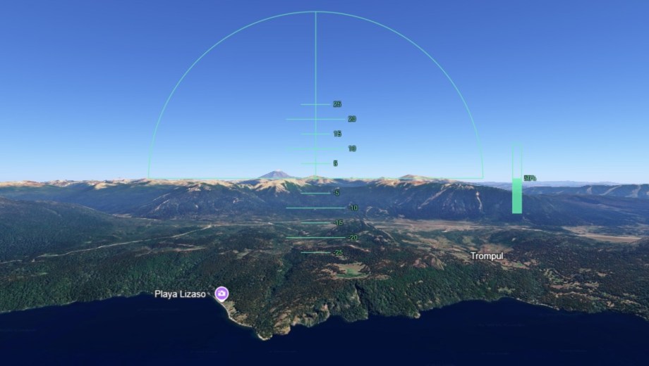 Con un simulador de vuelo se puede recoorrrer la Patagonia. Foto: Captura  Google Earth.