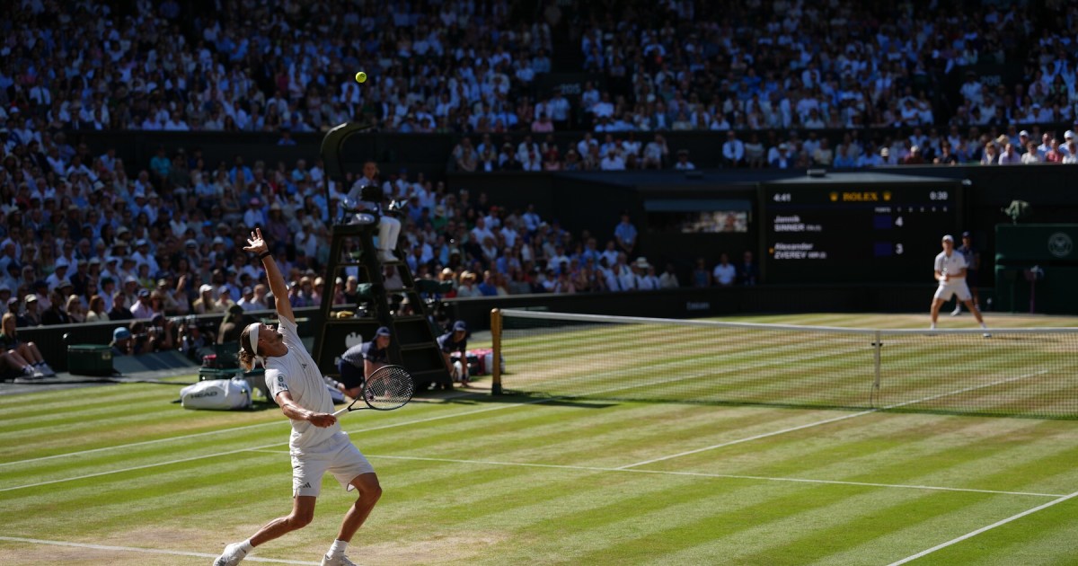 Final de Wimbledon: Sinner se quedó con el tiebreak del segundo set e igualó el marcador ante Zverev