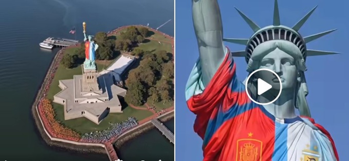 Desmintiendo la ilusión viral de la Estatua de la Libertad vestida de Argentina y España