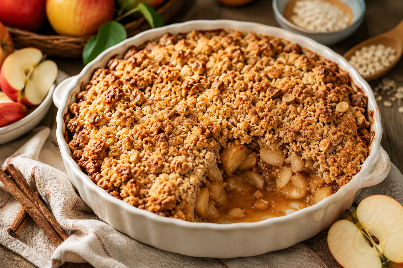 Crumble de manzana y canela sin gluten: la receta fácil con una cubierta irresistiblemente crocante