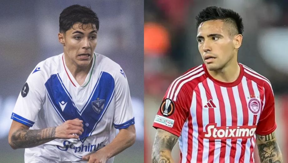 Tobías Andrada, de Vélez, y Francisco Ortega, de Olympiacos, dos futbolistas pretendidos por River.