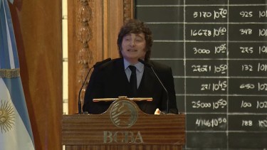 Javier Milei en la Bolsa de Comercio de Buenos Aires: «El motor del crecimiento es el campo»