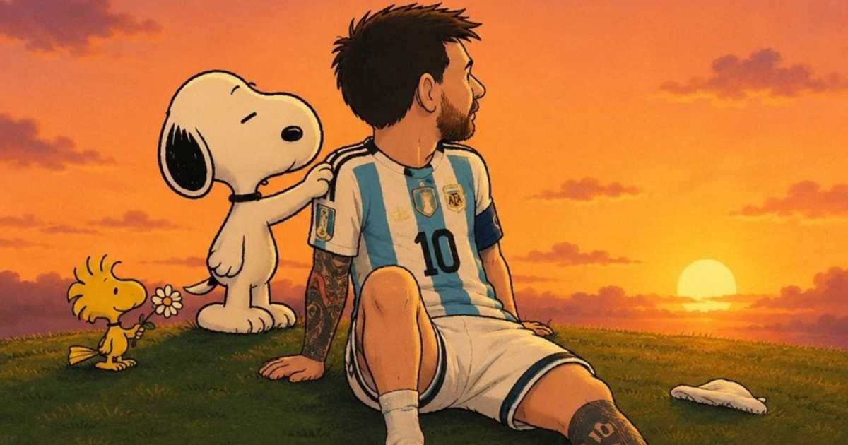 Snoopy celebra la Selección Argentina con publicaciones junto a Messi