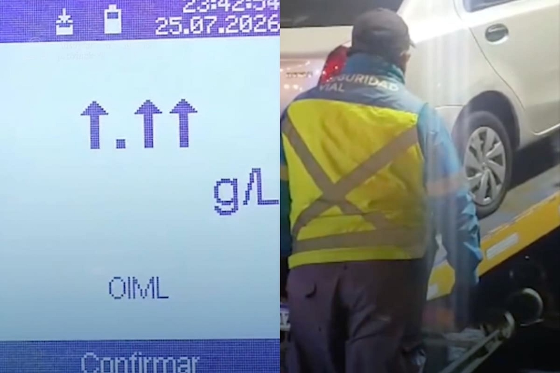 Conductor pierde licencia tras dar positivo en alcoholemia récord