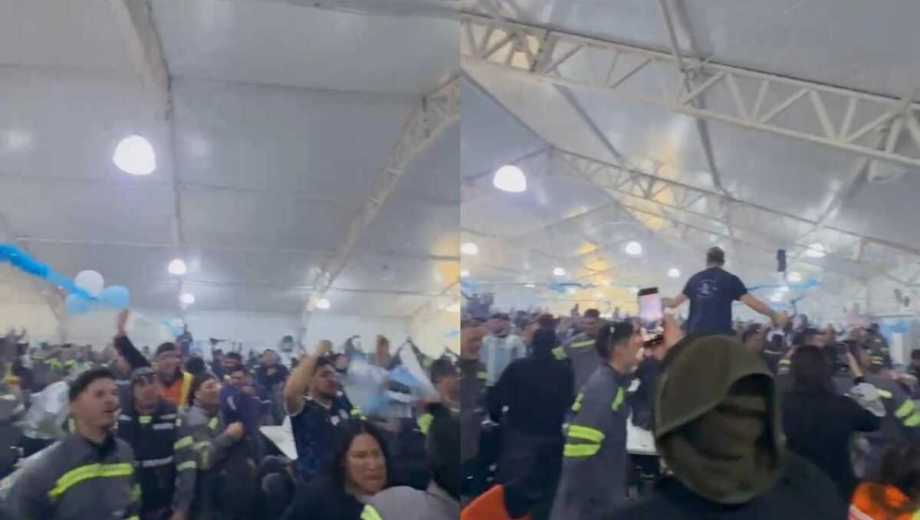 La camiseta aparece debajo de los mamelucos, las caras se tiñen de celeste y blanco y las conversaciones cambian de tema. En Vaca Muerta, el Mundial también se juega.  Foto gentileza.