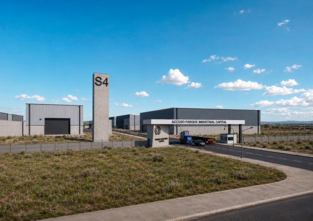 Parque Industrial Capital de Neuquén: acceso a uno de los ocho sectores previstos en el masterplan.
