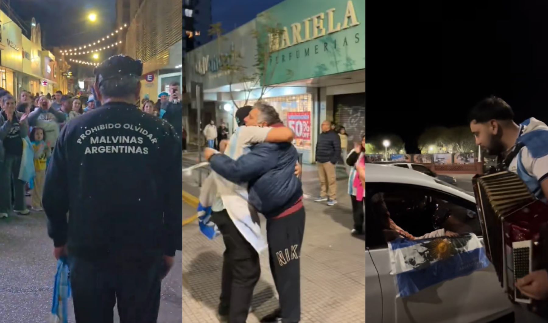 Festejos de veteranos de Malvinas tras la victoria sobre Inglaterra en el Mundial 2026
