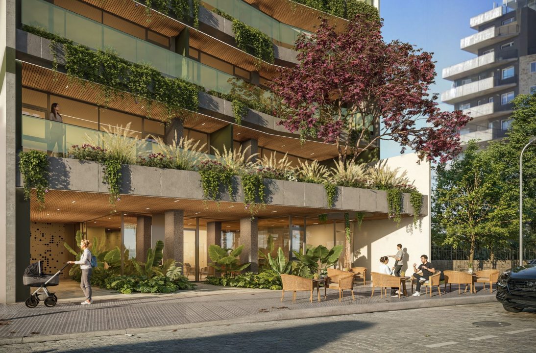 El café en planta baja no es solo un espacio gastronómico, sino también parte de la identidad natural del proyecto.