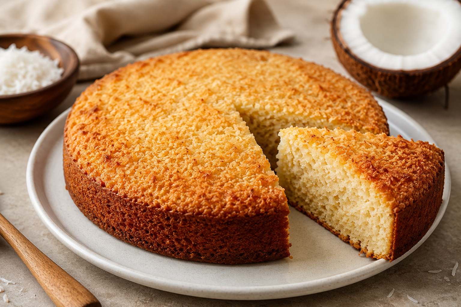 Receta saludable de torta de coco, sin azúcar ni gluten