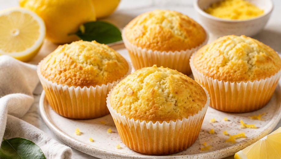 La receta de muffins de limón sin gluten y sin lácteos que conquista por su textura. Foto ilustrativa.