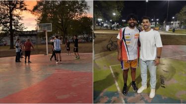 Facu Campazzo sorprendió a un grupo de jóvenes y jugó un partido callejero en una plaza de Córdoba