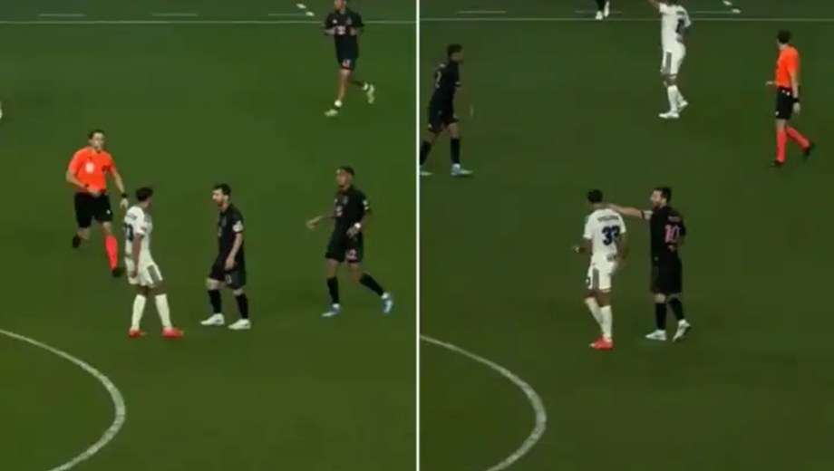 Lionel Messi y Quinn Sullivan se cruzaron en pleno partido. 
