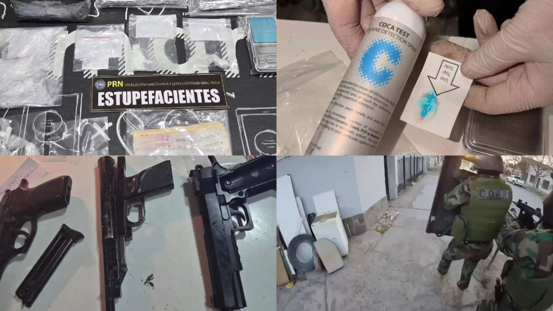 Allanamientos en Roca: drogas, armas y dinero incautados tras denuncia anónima
