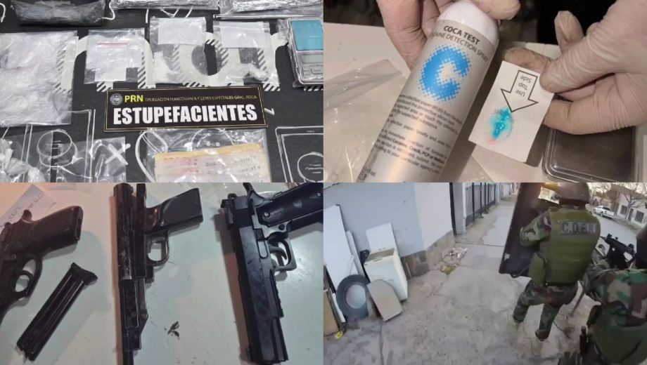 Dos allanamientos en Roca tras una denuncia anónima: secuestraron drogas, dinero, celulares y armas