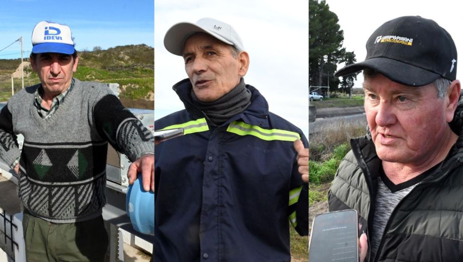 Trabajadores del Idevi durante el recorrido por el sistema de riego del Valle de Viedma. Foto: Marcelo Ochoa. 