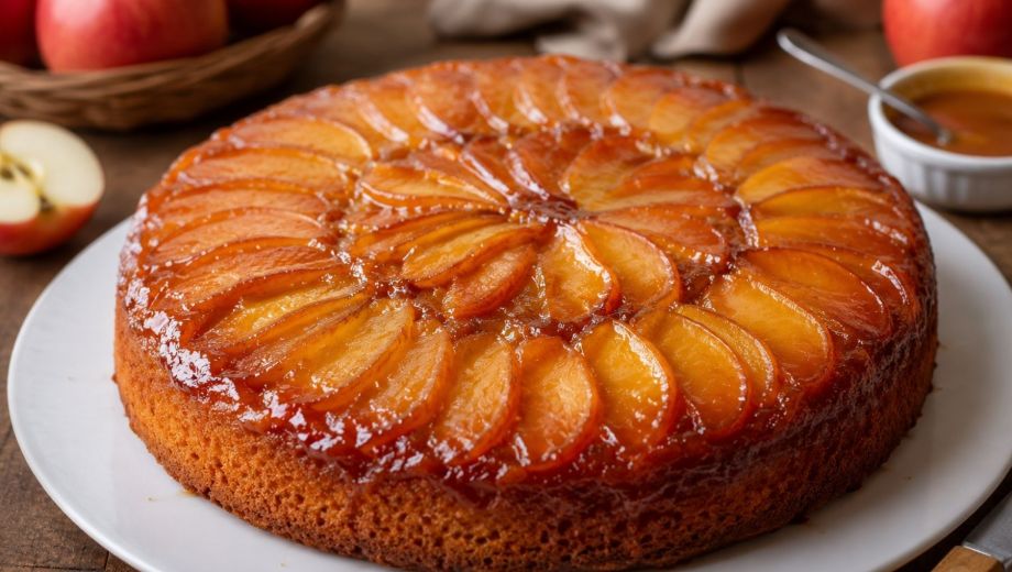 La torta invertida de manzana.
