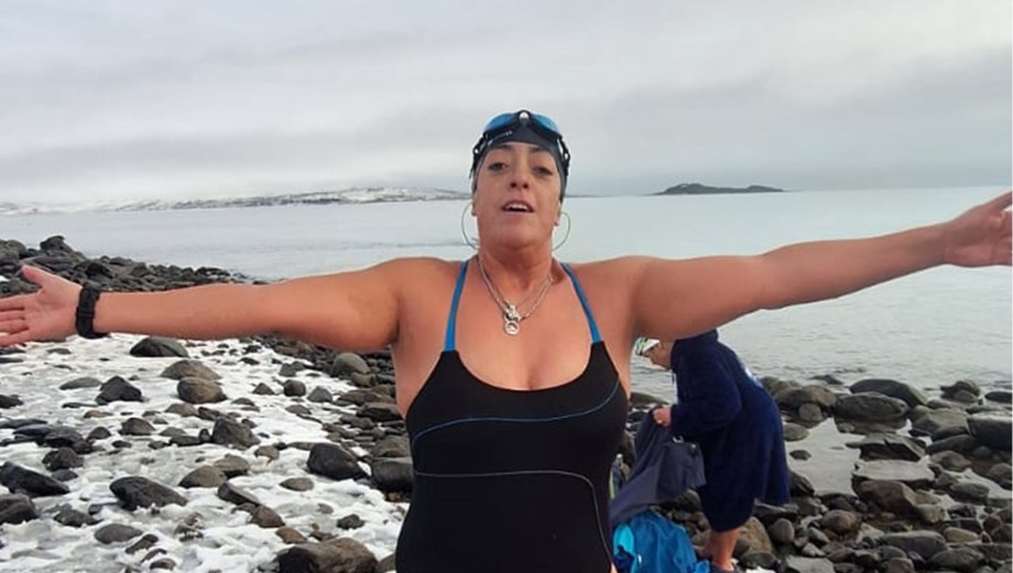 La nadadora de aguas frías, Silvana Romero en El Calafate (Foto: gentileza)