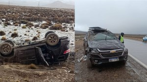 Una familia volcó en la Ruta Nacional 23 cerca de Pilcaniyeu por las intensas lluvias