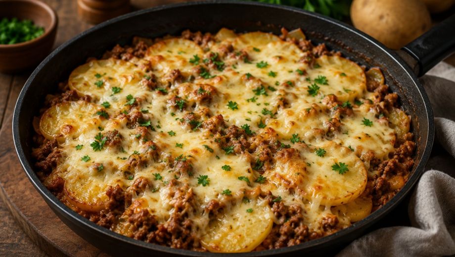 Carne molida con papas y queso. Foto ilustrativo.
