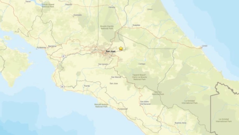 Fuerte terremoto en Costa Rica. Foto: Gentileza USGS/ CNN. 
