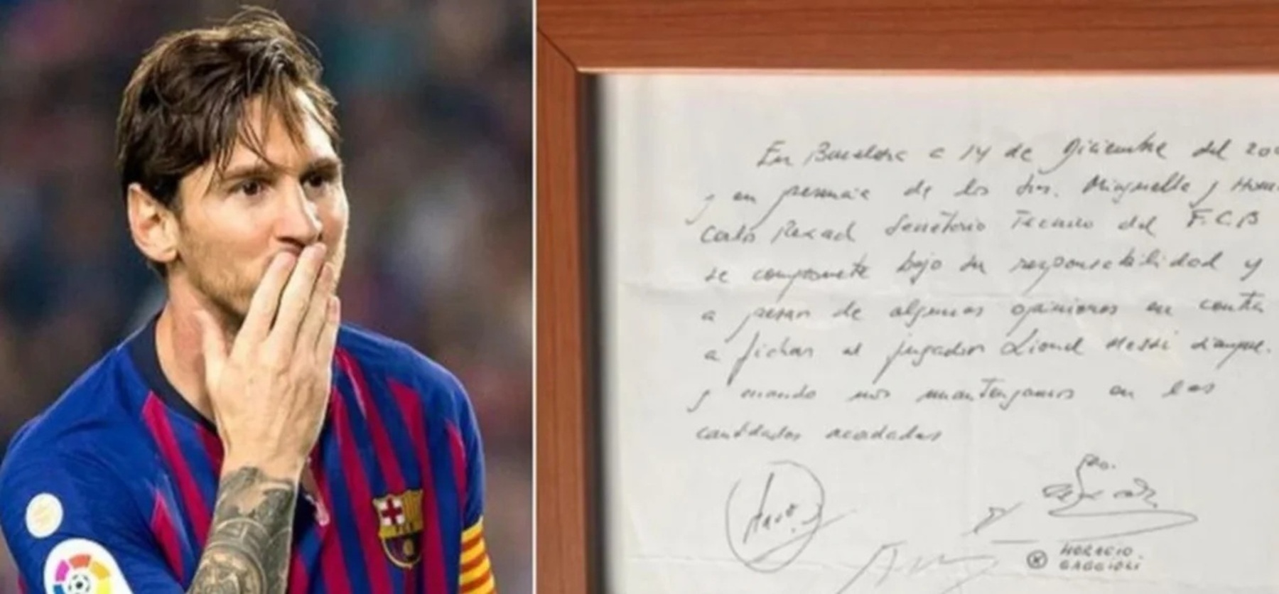La servilleta que aseguró el futuro de Lionel Messi en Barcelona