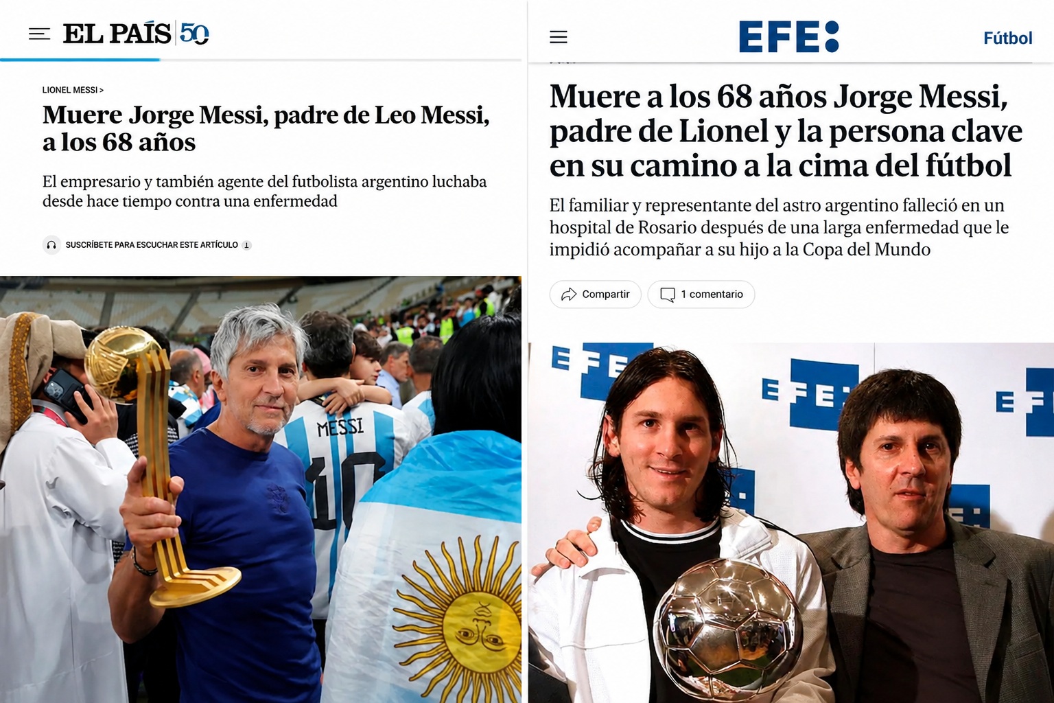 Falleció Jorge Messi: impacto internacional por la muerte del padre de Lionel