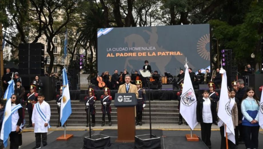 Jorge Macri en el acto de este 17 de agosto., Foto: NA,