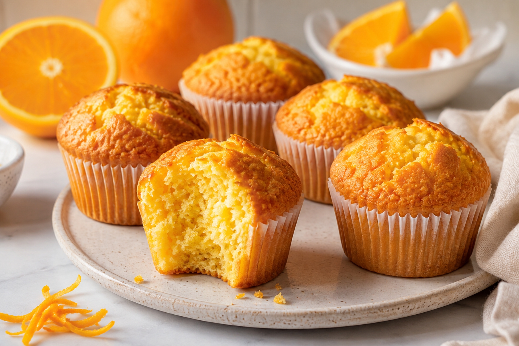 Receta de muffins de naranja sin gluten y lácteos, una opción más saludable