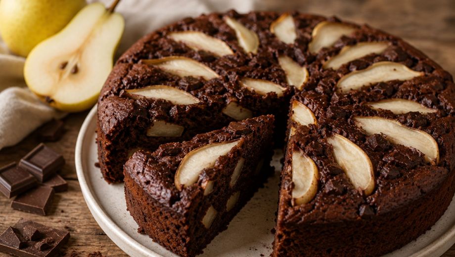 Torta de pera y chocolate. Foto ilustrativa.