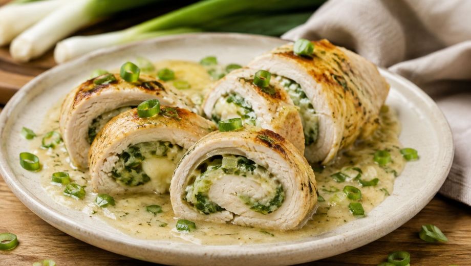 Arrollados de pollo al verdeo. Foto ilustrativo.