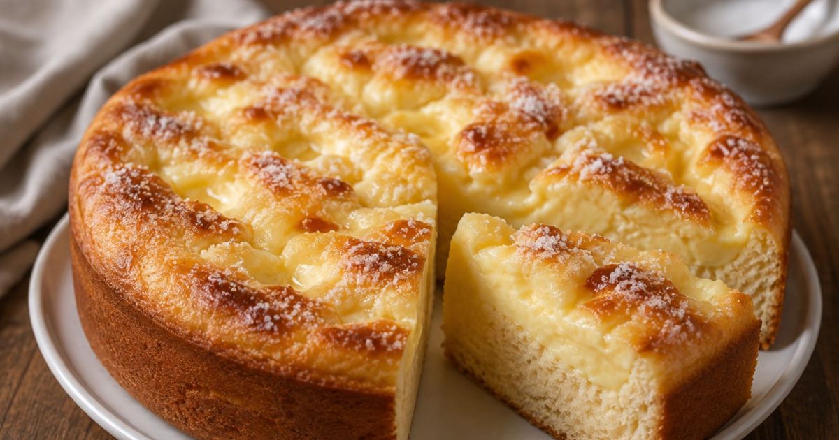 Receta casera de torta alemana de crema, suave y dorada