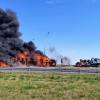 Imagen de Fuerte choque entre dos camiones en La Pampa: hay un corte en el cruce de las Rutas 35 y 18