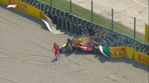 El duro choque de Charles Leclerc en el GP de Italia de la Fórmula 1