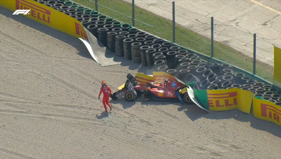 Charles Lecrerc y un fuerte accidente en el GP de Monza.