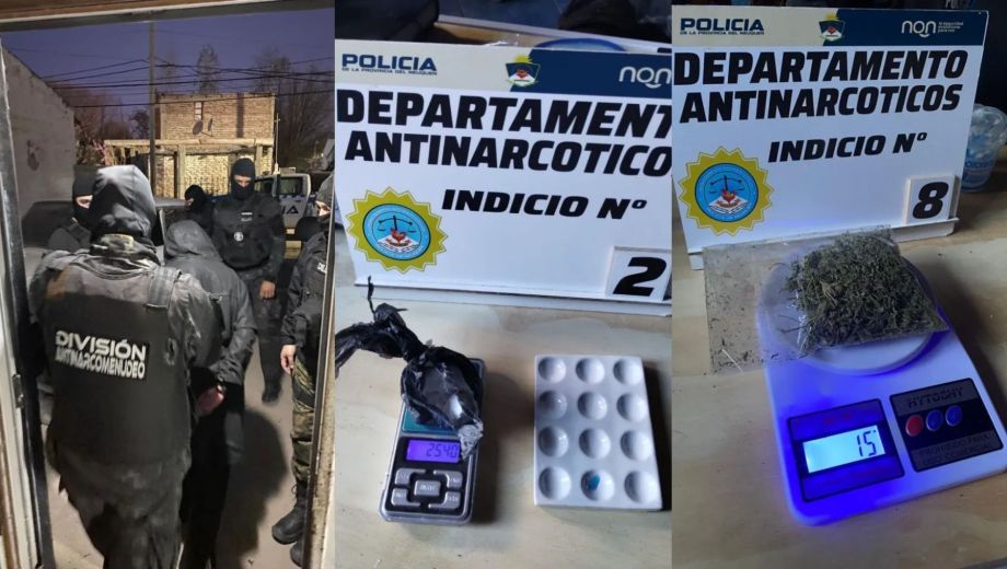 El procedimiento se realizó en una vivienda del barrio El Chacay, donde los investigadores encontraron sustancias y elementos de interés para la causa.