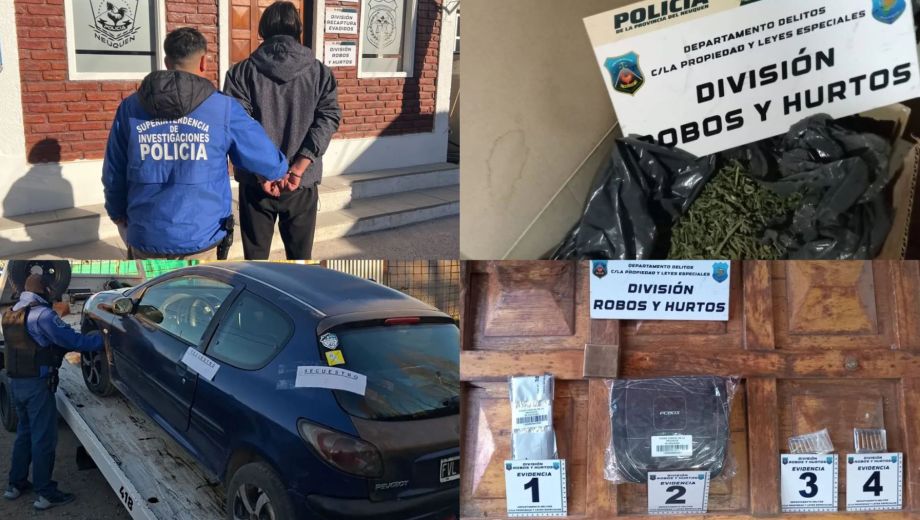 Los investigadores secuestraron un automóvil, dispositivos electrónicos, cartuchos y estupefacientes durante las medidas realizadas este lunes.
