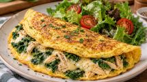 Imagen de Omelette de pollo, espinaca y queso: una receta fácil, nutritiva y lista en pocos minutos