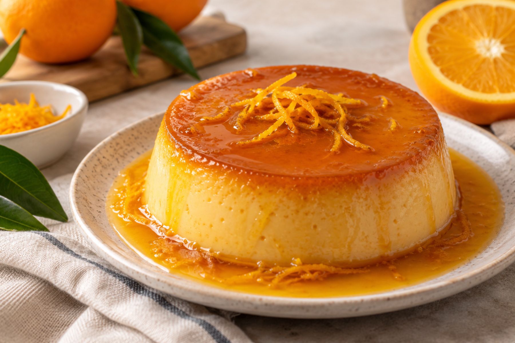 Cómo hacer flan con caramelo de naranja sin azúcar: una receta cremosa y deliciosa