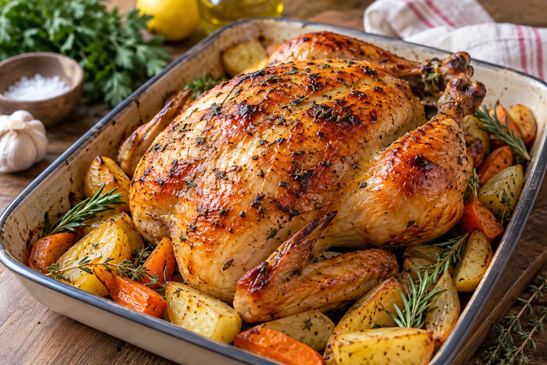 Consejos para preparar pollo al horno jugoso y con piel dorada